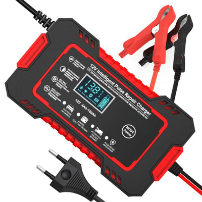 Carregador de Bateria Automotivo Inteligente 12V com Display Digital LCD