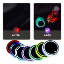 Porta-copos LED Automotivo 7 Cores com Carregamento USB e Sensor de Vibração 2 Peças
