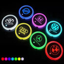 Porta-copos LED Automotivo 7 Cores com Carregamento USB e Sensor de Vibração 2 Peças