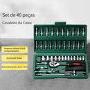 Jogo de Chave Catraca com Soquetes e Bits 46 Peças Completo com Maleta